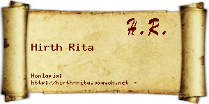 Hirth Rita névjegykártya
